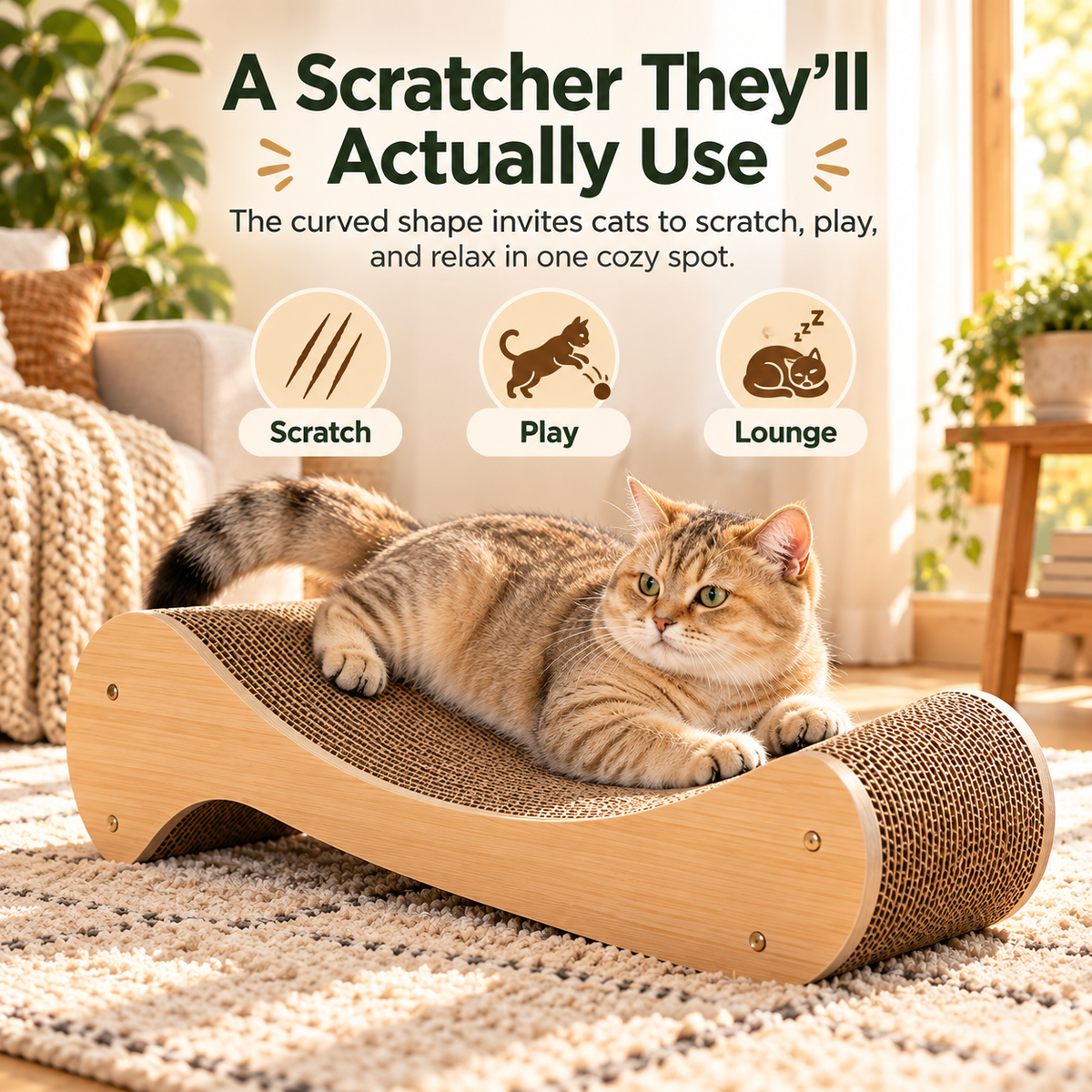 swewt®Curved Cardboard Cat Scratcher Lounge