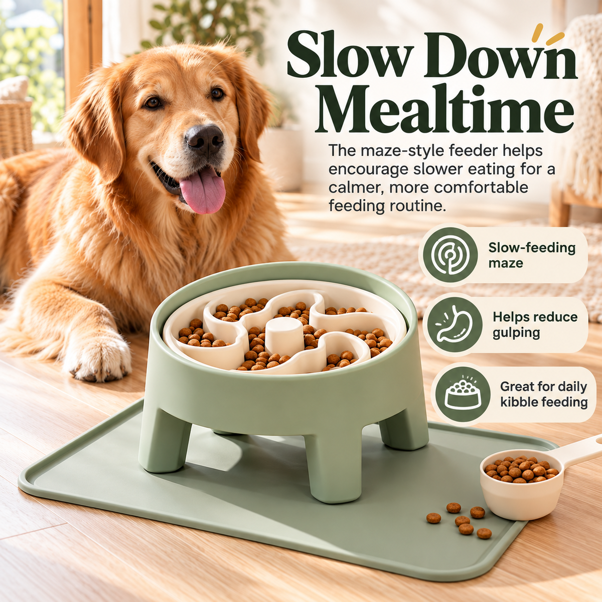 swewt®Elevated Slow Feeder Dog Bowl with Spill-Proof Tray