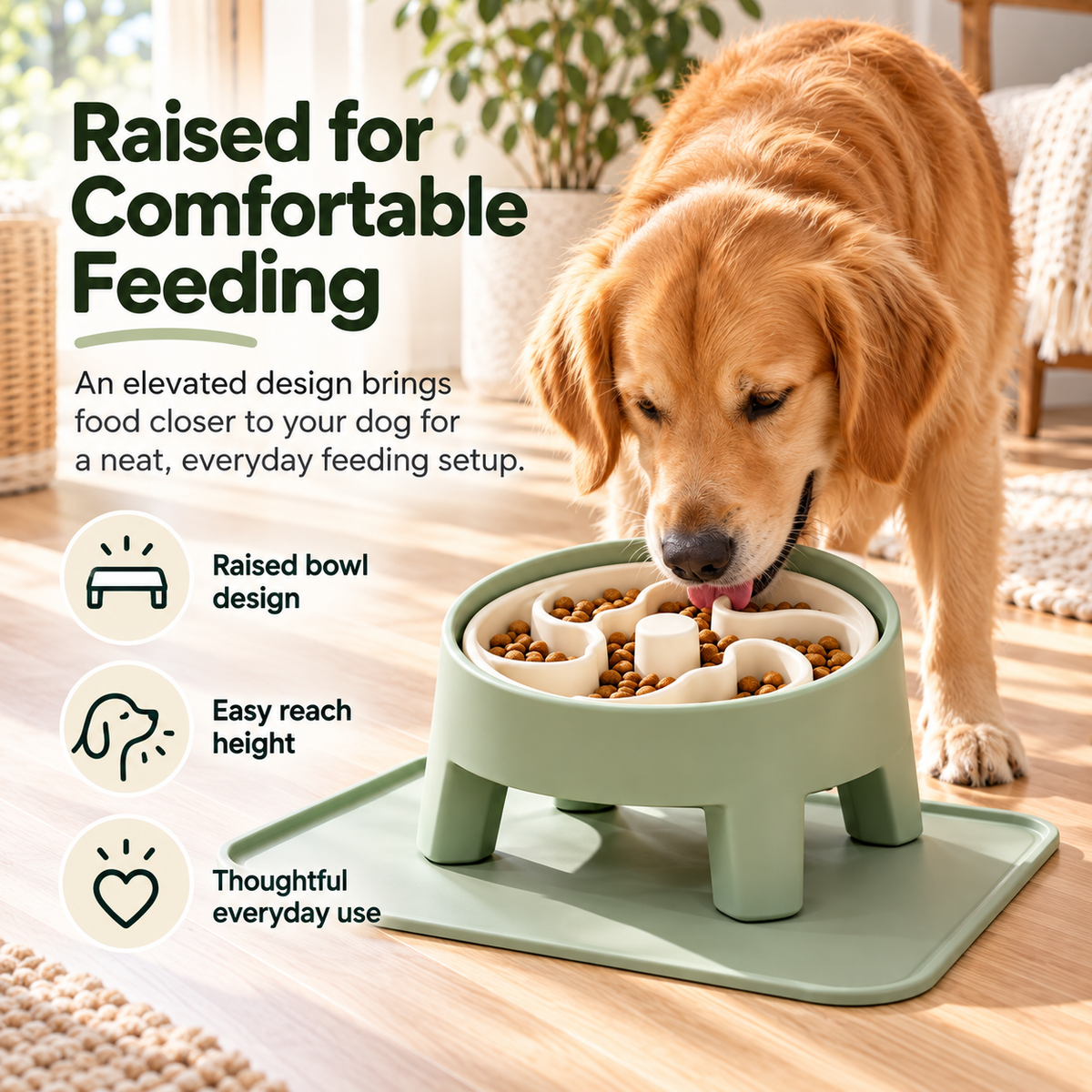 swewt®Elevated Slow Feeder Dog Bowl with Spill-Proof Tray