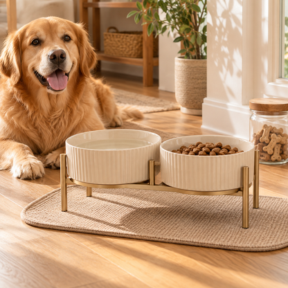 swewt®Elevated Ceramic Dog Bowls with Metal Stand