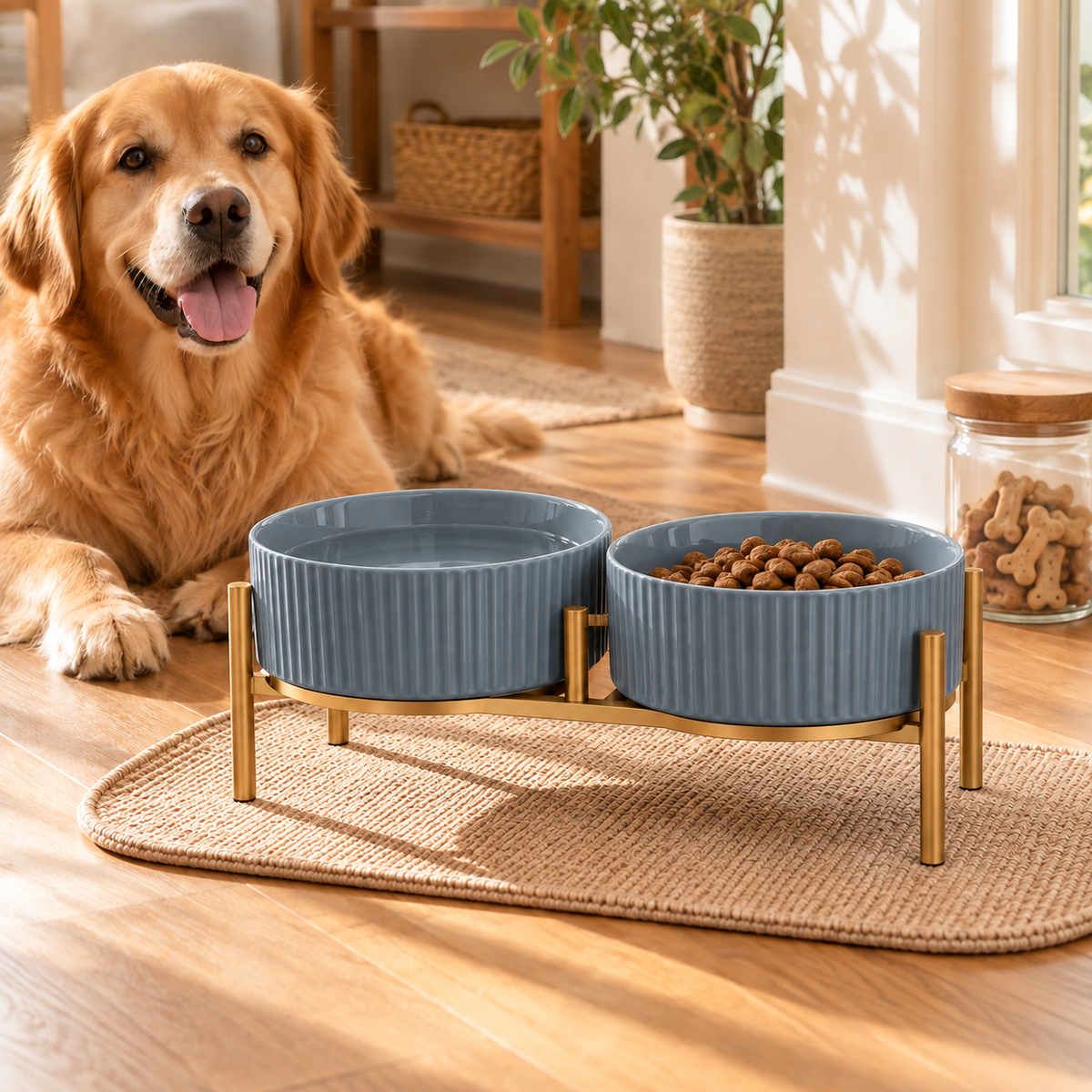 swewt®Elevated Ceramic Dog Bowls with Metal Stand