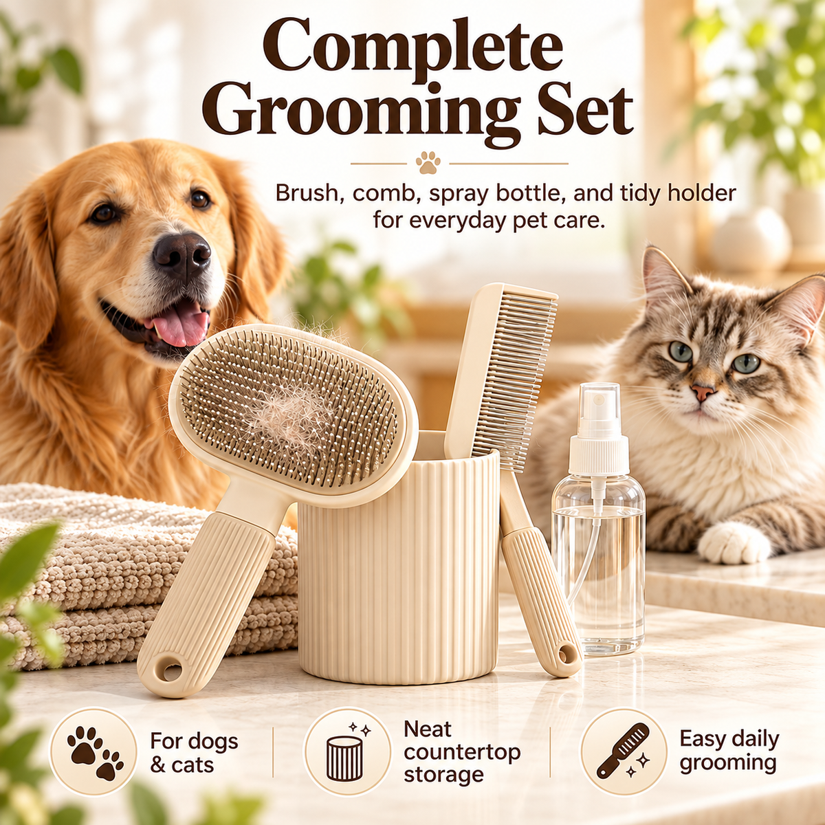 swewt®Complete Pet Grooming Kit with Storage Holder