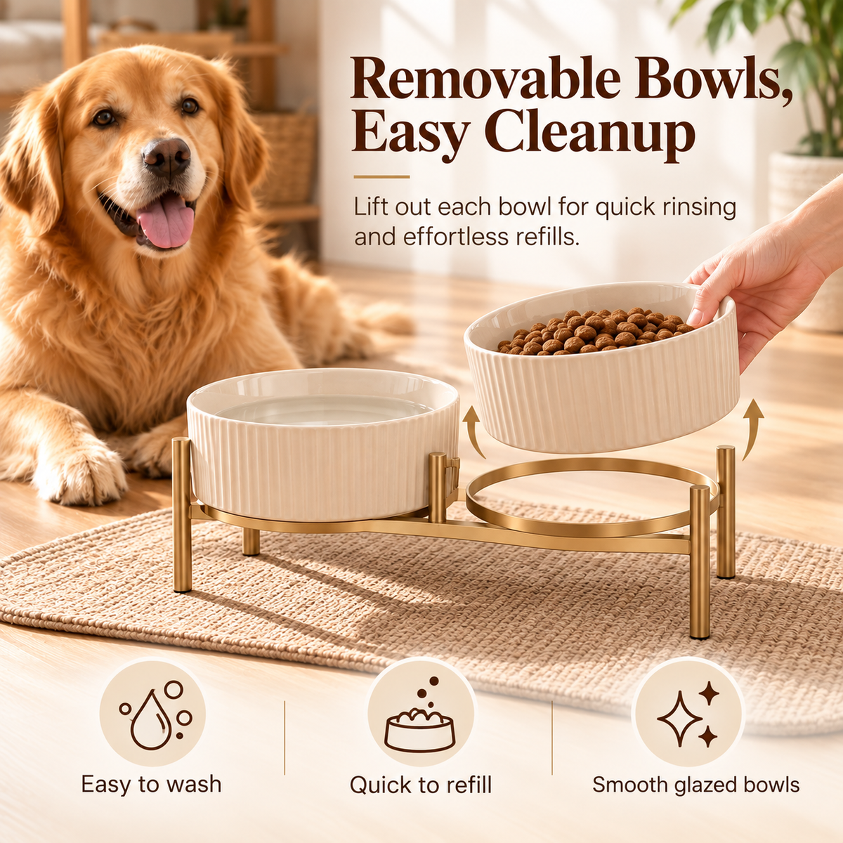 swewt®Elevated Ceramic Dog Bowls with Metal Stand