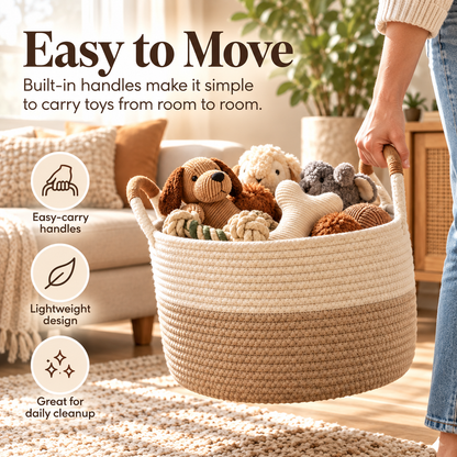 swewt®Woven Cotton Rope Pet Toy Storage Basket