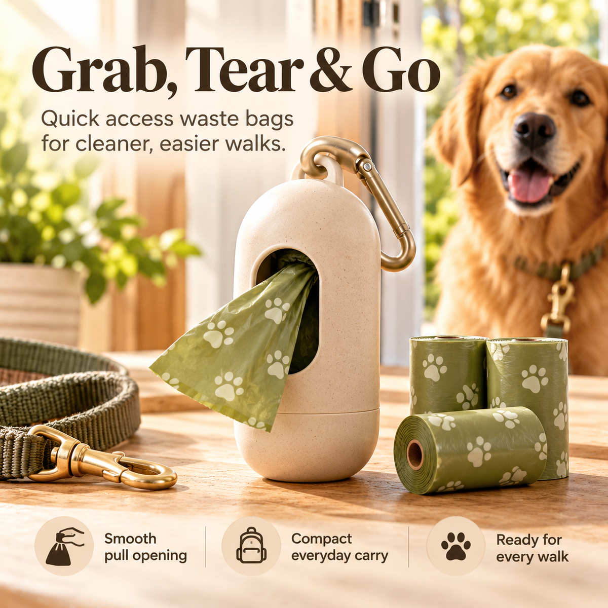 swewt®Portable Dog Waste Bag Dispenser with Carabiner Clip