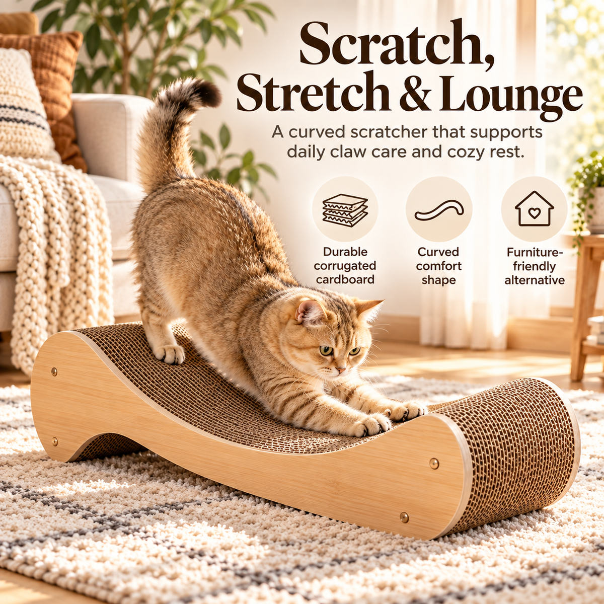 swewt®Curved Cardboard Cat Scratcher Lounge