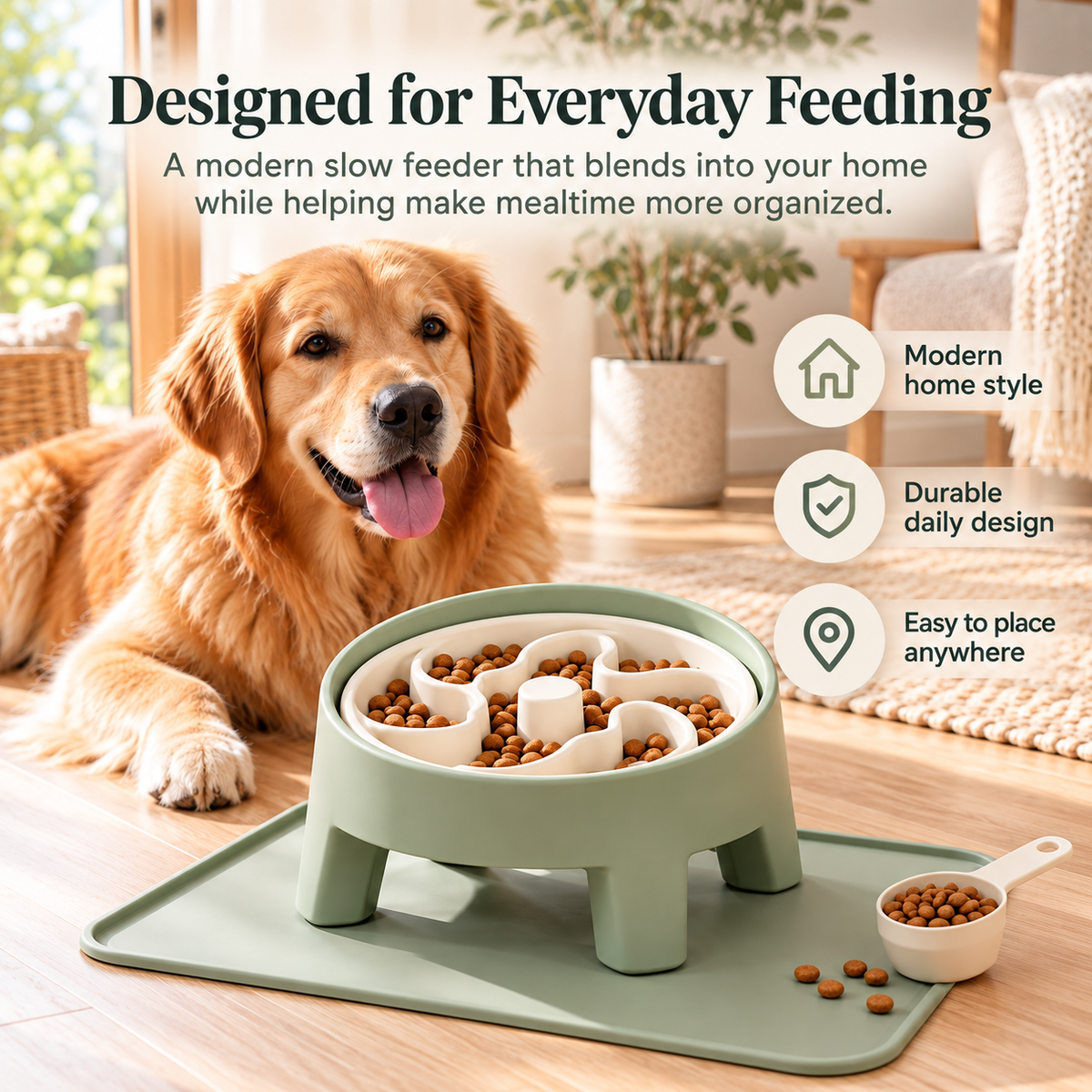 swewt®Elevated Slow Feeder Dog Bowl with Spill-Proof Tray