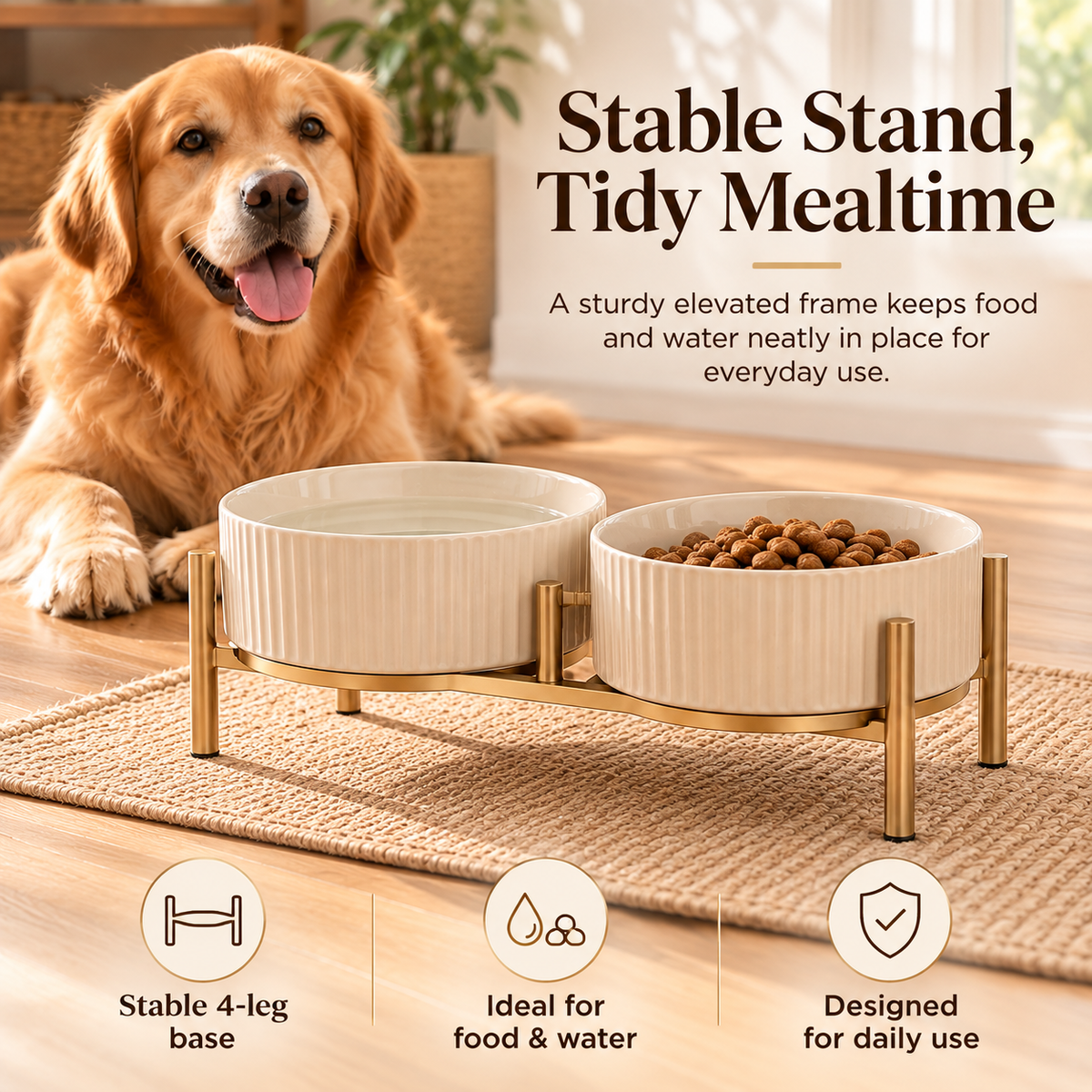 swewt®Elevated Ceramic Dog Bowls with Metal Stand
