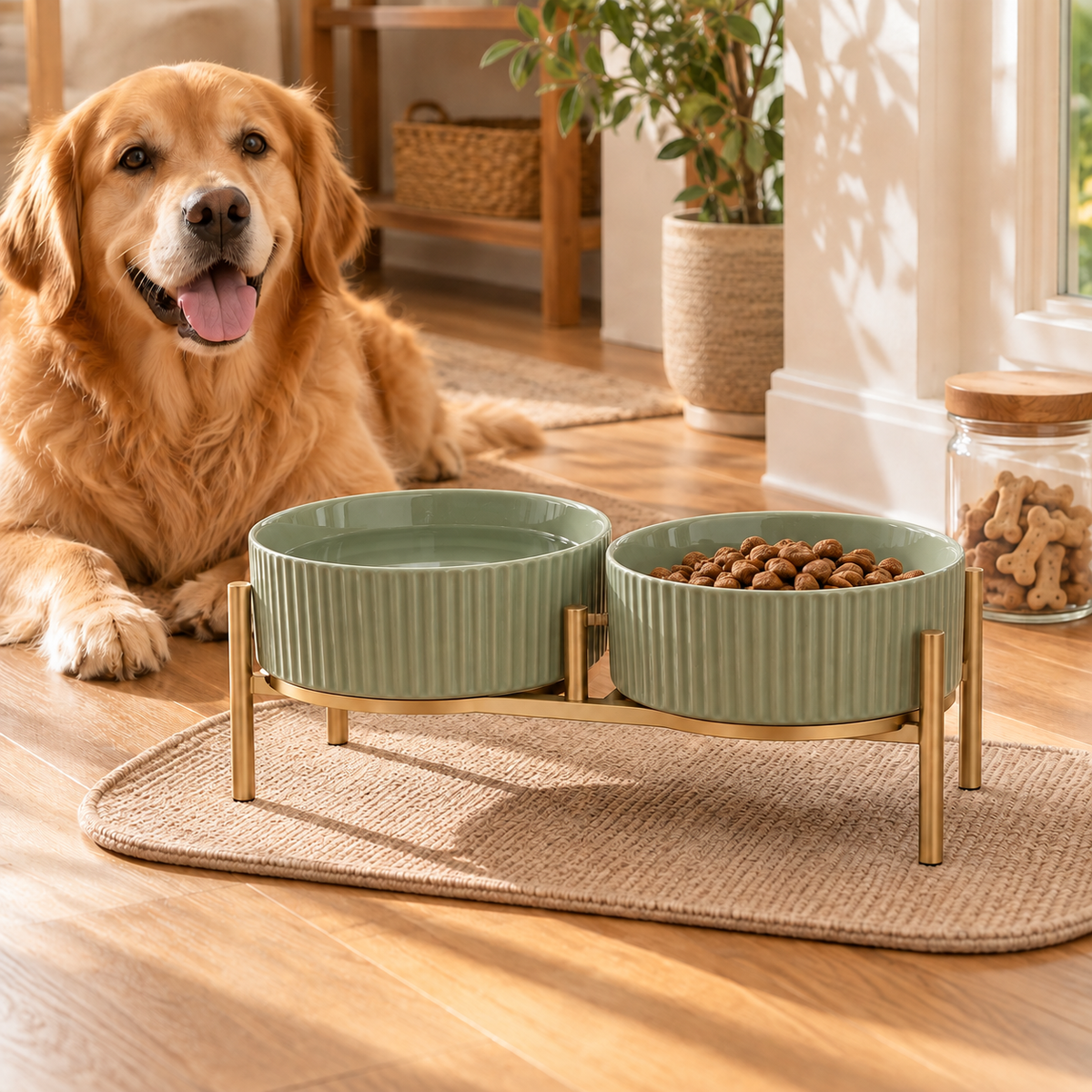 swewt®Elevated Ceramic Dog Bowls with Metal Stand