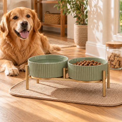swewt®Elevated Ceramic Dog Bowls with Metal Stand