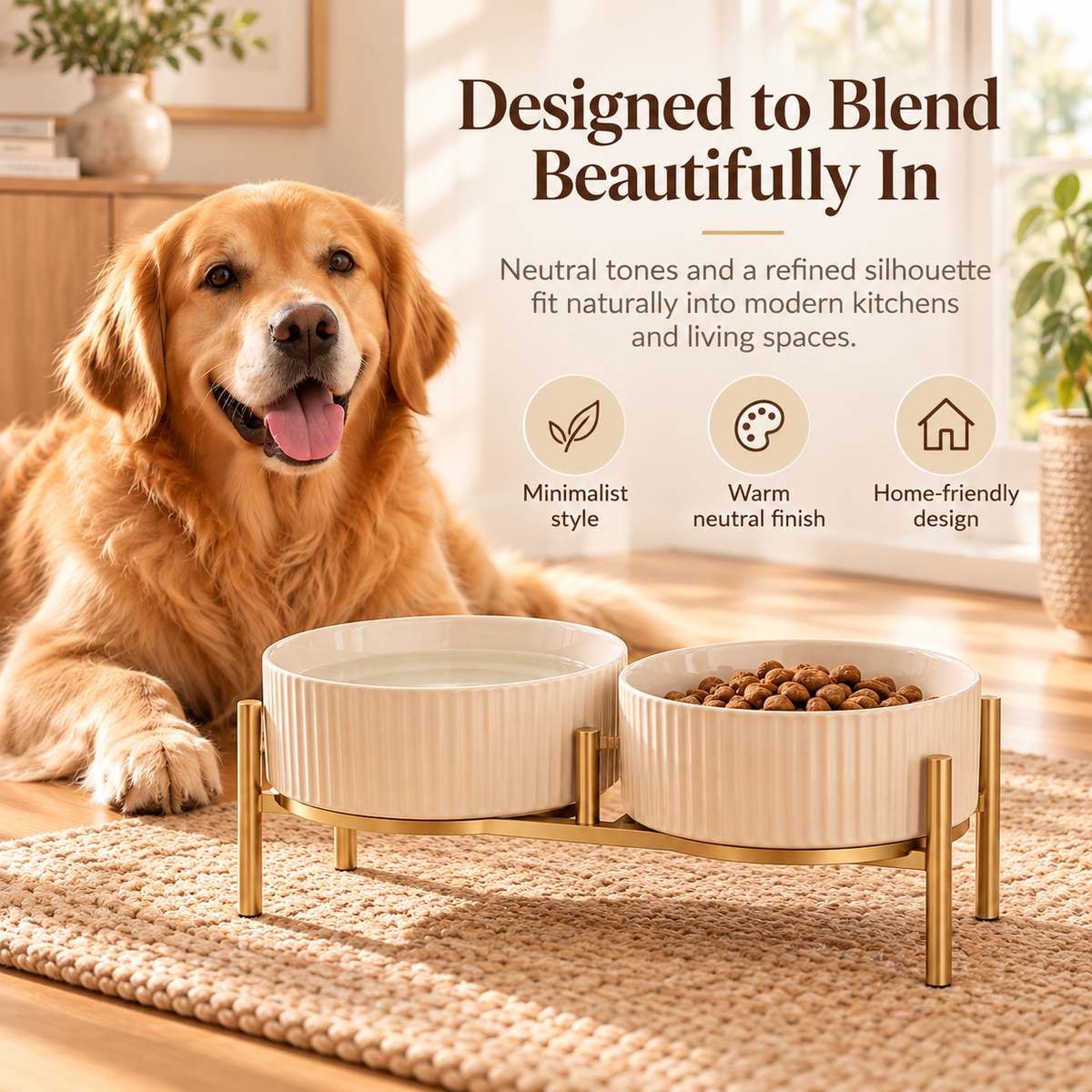 swewt®Elevated Ceramic Dog Bowls with Metal Stand